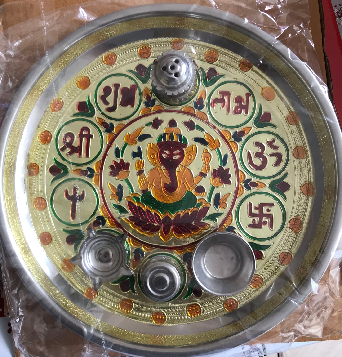 Pooja Thali set (steel) (With God Images)