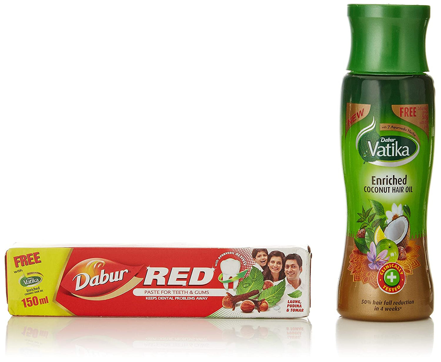 Dabur Vatika Enriched Cocount Hair Oil, 150 ml with FREE Dabur Red Tooth Paste 40g
